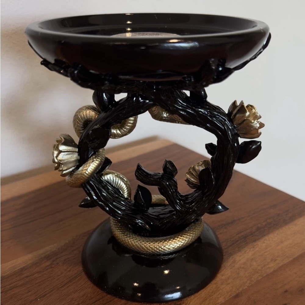 Bath & Body Works: Halloween Black & Gold Snake 3-Wick Candle Stand Pedestal - Picture 2 of 5